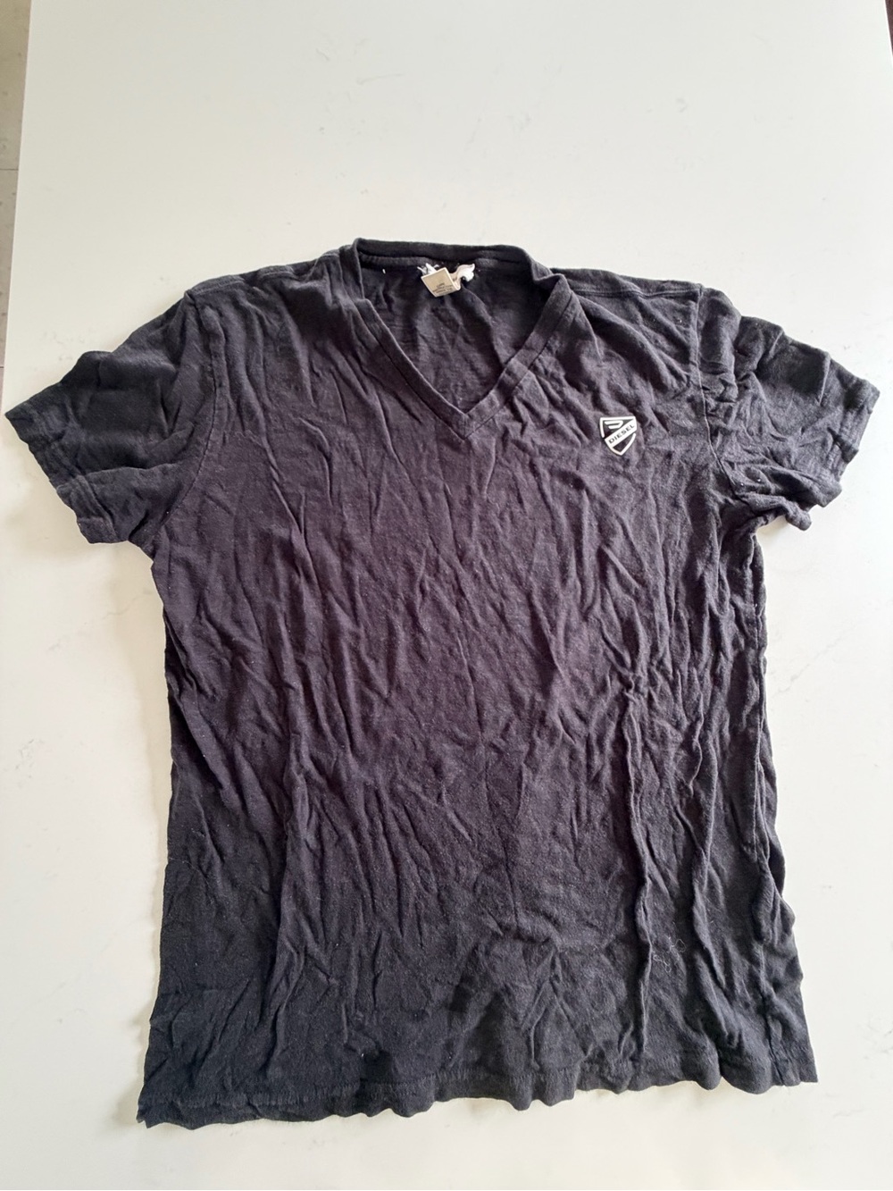 Y2K Diesel Men's Black V-Neck Casual Shirt